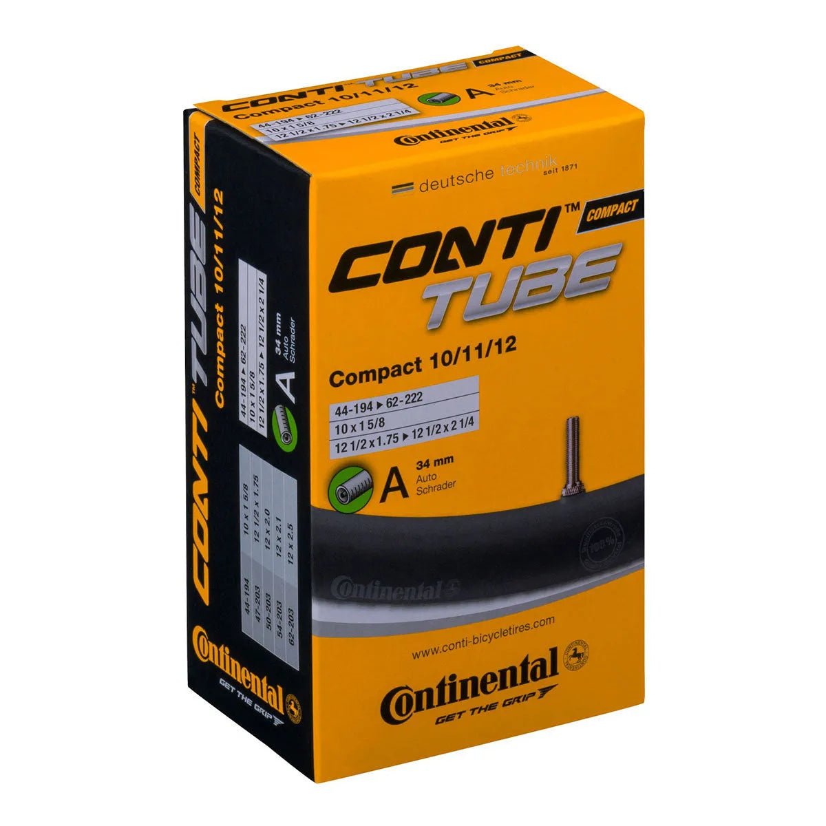 Continental Sisärengas 10 - 12" 44/62 - 194/222, auto 34 mm - Sisärenkaat - 12" - | Bikexpert