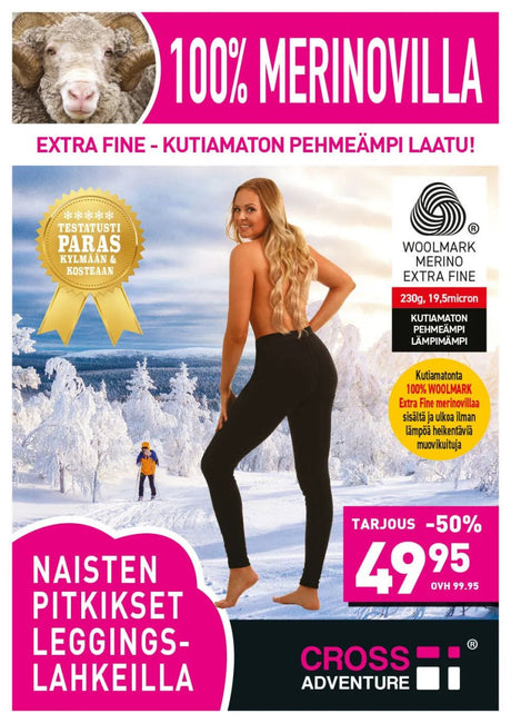 Cross Adventure naisten leggings, 100% Merinovilla - Merinovilla housut - 36 - | Bikexpert